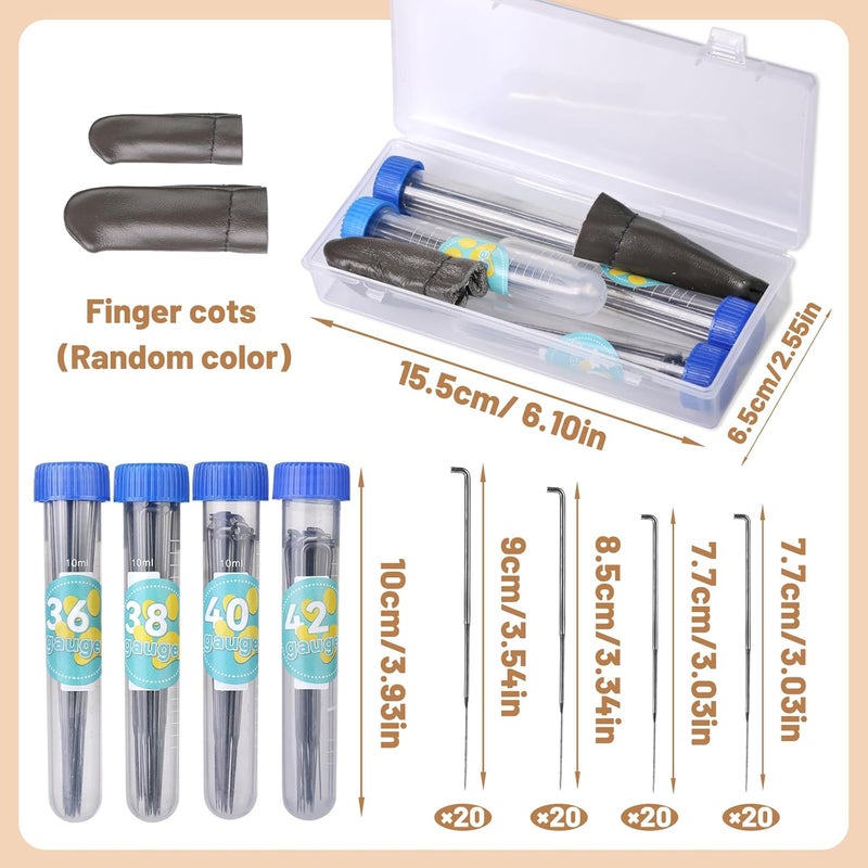Yizzvb 80Pcs Needle Felting Needles, 4 Sizes Wool Felting Needles, Needle Felting Tools Supplies Kit with Felting Needles Fingercots Storage Box for DIY Wool Felting Crafts - Image 2